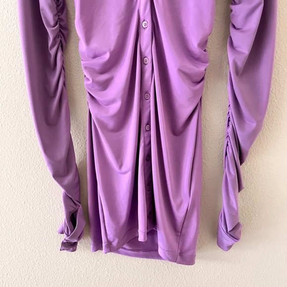 House of CB London Martinique Jersey Mini Shirt Dress In Lilac M - Picture 4 of 7